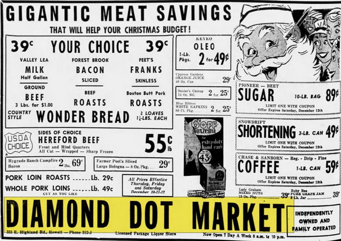 Diamond Dot Market - Dec 9 1959 Ad